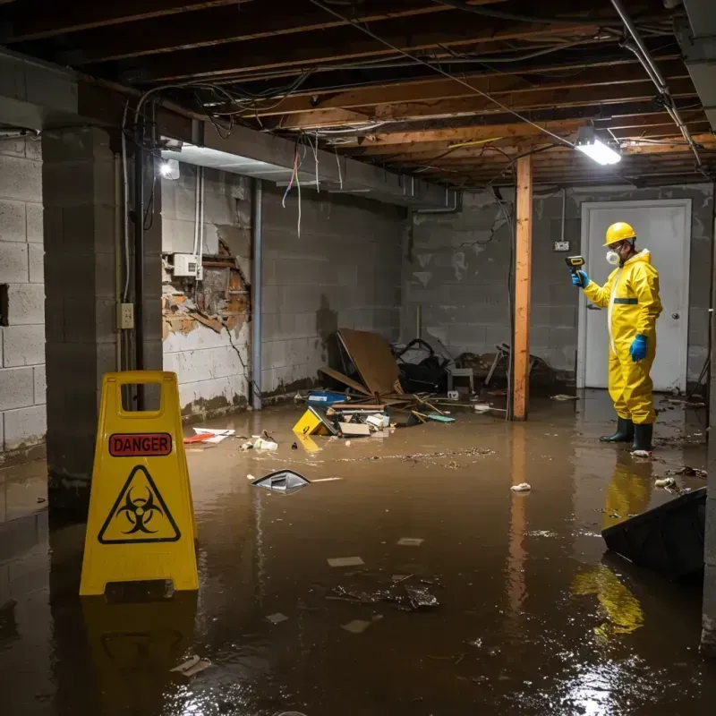 Flooded Basement Electrical Hazard in Omro, WI Property